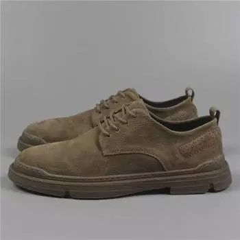 Мужские кожаные туфли в британском стиле в стиле ретро — весенняя коллекция Size 43 песочный