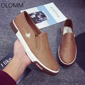 Мужские кожаные туфли в стиле ретро Four Seasons Shoes Low To Help Business Casual Shoes Zapatos De Hombre Loafers Sneakers Men 6.5 чёрный