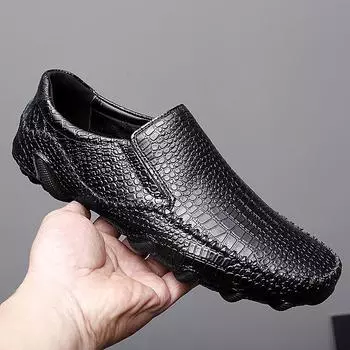 Мужские кожаные туфли в стиле ретро, модные мокасины Grace с толстой подошвой, мужские модные черные деловые повседневные туфли класса люкс для мужчин 6.5