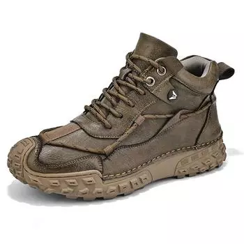 Мужские кожаные удобные мягкие носки с рисунком ручной работы, осенние зимние мужские ботинки 38 серый