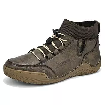 Мужские кожаные удобные мягкие носки с рисунком ручной работы, осенние зимние мужские ботинки 38 песочный