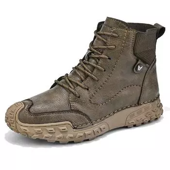 Мужские кожаные удобные мягкие носки с рисунком ручной работы, осенние зимние мужские ботинки 38 серый