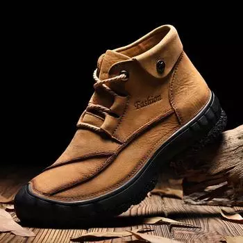 Мужские кожаные водонепроницаемые походные ботинки размера плюс 39-46 39 светло-коричневого