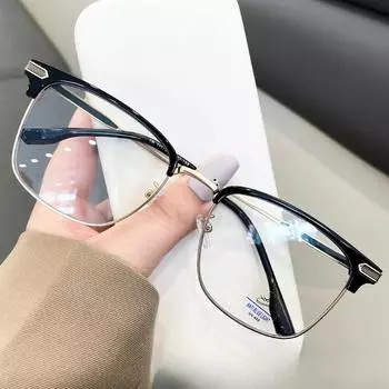 Мужские красивые черные элегантные очки в полуоправе для бровей TR с антисиним светом, которые можно сочетать с оправами для очков для близорукости по рецепту