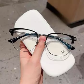 Мужские красивые мужские брови для бизнеса, отдыха, ретро-брови, титановая оправа для очков, круглое лицо, можно сочетать с защитой от близорукости и синего света.