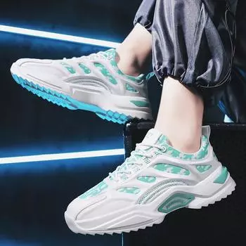 Мужские кроссовки 2021 Весна/Лето Модные дышащие кроссовки для бега Теннисные туфли 39 белый/чёрный