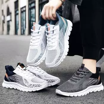 Мужские кроссовки 2024 года, летняя новая мода, дышащая повседневная обувь, противоскользящая шнуровка, спортивная обувь для бега на открытом воздухе, Zapatillas De Hombre 39 чёрный