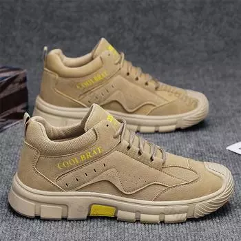 Мужские кроссовки 2024 года, осень, новая рабочая обувь, нескользящая, легкая, устойчивая к запахам, износостойкая, со шнуровкой, удобная, хлопковая обувь для отдыха на природе 39 хаки