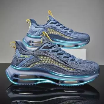 Мужские кроссовки 2024 года с воздушной подушкой на всю ладонь, нескользящие, амортизирующие — модная, повседневная, модная обувь для пап на лето 41 чёрный/зелёный