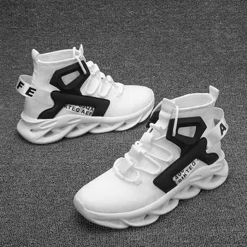 Мужские кроссовки 2025 года, модные нескользящие спортивные туфли с высоким верхом на шнуровке, дышащие повседневные теннисные туфли для мужчин, кроссовки 40 зелёный