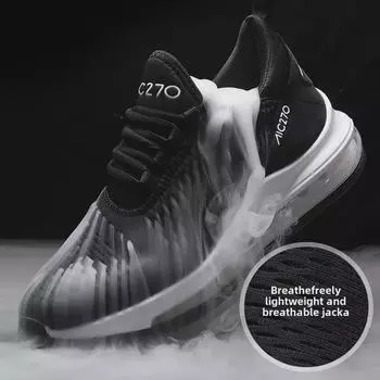 Мужские кроссовки 270 Jacquard Air Cushion High-End — толстая подошва, модные, универсальные, для летних видов спорта и отдыха. 39 красный