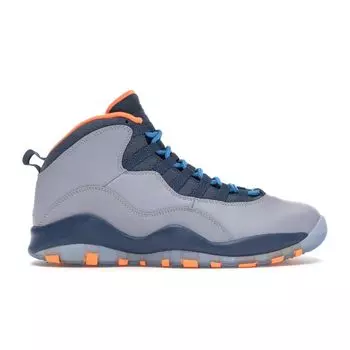 Мужские кроссовки Air Jordan 10 Retro Bobcats Серый Волк-Серый Темно-Порошковый-Синий-Новый-Сланцевый-Атомный-Оранжевый 310805-026