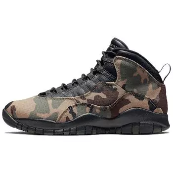 Мужские кроссовки Air Jordan 10 Retro Woodland Camo Зеленый Средне-Оливковый Черный-Темно-Армейский-Темно-Cinder 310805-201