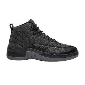 Мужские кроссовки Air Jordan 12 Retro Wool Серые Темно-Серые Металлик-Серебристый-Черный 852627-003