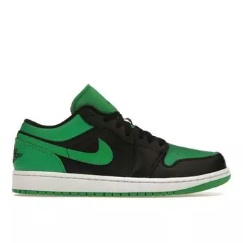 Мужские кроссовки Air Jordan 1 Low Black Lucky Green белые 553558-065 44