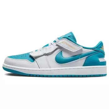 Мужские кроссовки Air Jordan 1 Low FlyEase Aquatone Blue White Celestial-Gold DM1206-174 48.5