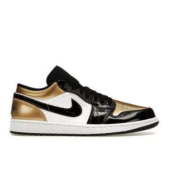 Мужские кроссовки Air Jordan 1 Low Gold Toe металлик-золотой бело-черный CQ9447-700 44.5