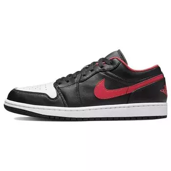 Мужские кроссовки Air Jordan 1 Low White Toe Черные Огненно-Красные 553558-063 47.5