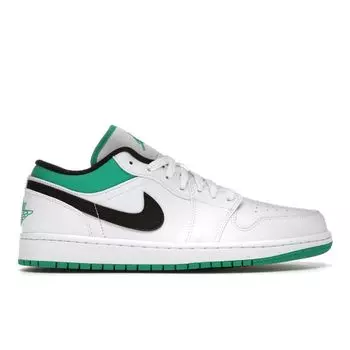 Мужские кроссовки Air Jordan 1 Low White Lucky Green Stadium-Green Black 553558-129