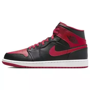 Мужские кроссовки Air Jordan 1 Mid Alternate Bred черные огненно-красные белые DQ8426-060 44