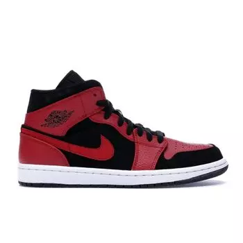 Мужские кроссовки Air Jordan 1 Mid Bred Black Gym-Red-White 554724-054