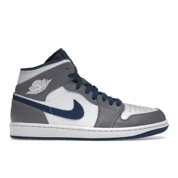 Мужские кроссовки Air Jordan 1 Mid Cement True Blue серо-цементно-серо-белые DQ8426-014 40