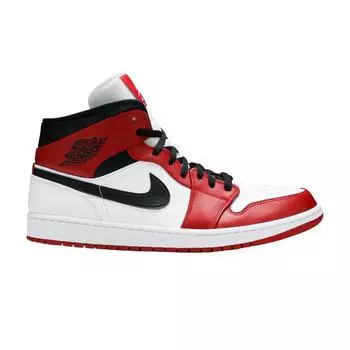 Мужские кроссовки Air Jordan 1 Mid Chicago White Gym-Red Black 554724-173