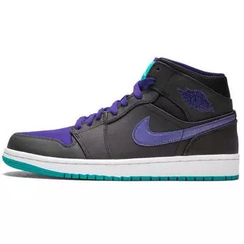 Мужские кроссовки Air Jordan 1 Mid Grape Black Grape-Ice-Emerald 554724-015