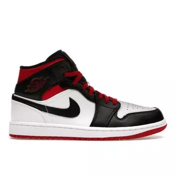 Мужские кроссовки Air Jordan 1 Mid Gym красные с черным носком белые DQ8426-106 44.5