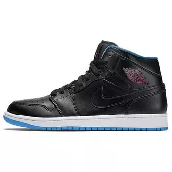 Мужские кроссовки Air Jordan 1 Mid Radio Raheem Черный Огненно-Розовый-Фото-Синий 554724-029