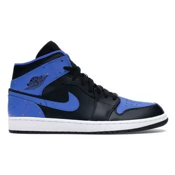Мужские кроссовки Air Jordan 1 Mid Royal Splatter Черный черный сигнально-синий-оранжевый-оранжевый-оранжевый 554724-048