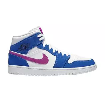 Мужские кроссовки Air Jordan 1 Mid Royal Violet Синие Hyper-Royal Hyper-Violet-White 554724-451