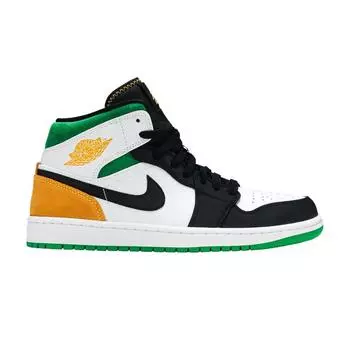 Мужские кроссовки Air Jordan 1 Mid SE Oakland White Laser-Orange Black 852542-101 44.5