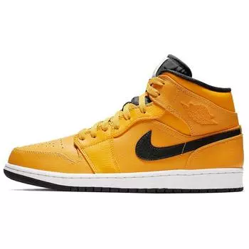Мужские кроссовки Air Jordan 1 Mid University Gold White-Gym-Red-Black 554724-700