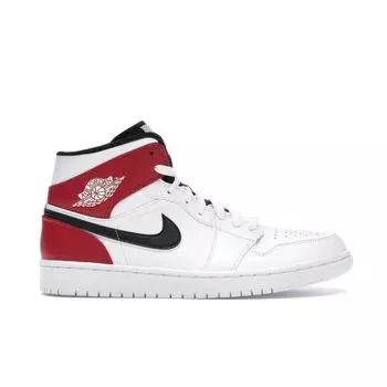 Мужские кроссовки Air Jordan 1 Mid White Chicago Черный-Университет-Красный 554724-116