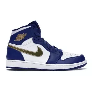 Мужские кроссовки Air Jordan 1 Retro High Gold Medal Синий Deep-Royal-Blue Metallic-Gold-Coin-White 332550-406
