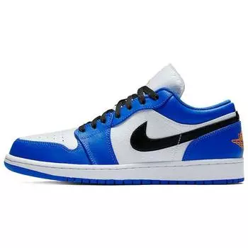 Мужские кроссовки Air Jordan 1 Retro Low Hyper Royal Синие-оранжево-белые 553558-401