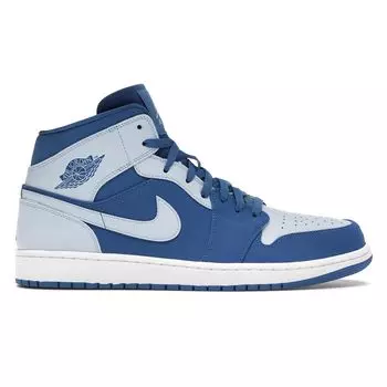Мужские кроссовки Air Jordan 1 Retro Mid Ice Blue Team-Royal White-Ice-Blue 554724-400
