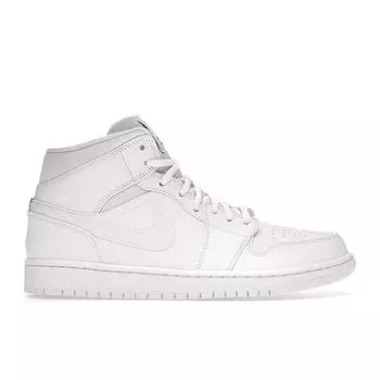 Мужские кроссовки Air Jordan 1 Retro Mid White черно-белые 554724-110