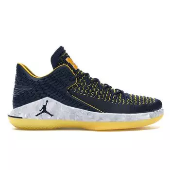 Мужские кроссовки Air Jordan 32 Low Michigan Wolverines синие желто-белые AA1256-405
