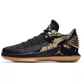 Мужские кроссовки Air Jordan 32 Low PF Camo черные металлик-золото-жемчужно-желтый AH3347-021