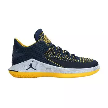 Мужские кроссовки Air Jordan 32 Low PF Michigan Wolverines синие, темно-синие, темно-синие, белые, Amarillo AH3347-405