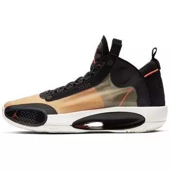 Мужские кроссовки Air Jordan 34 PF Amber Rise коричневые металлик-серебристые черные BQ3381-800