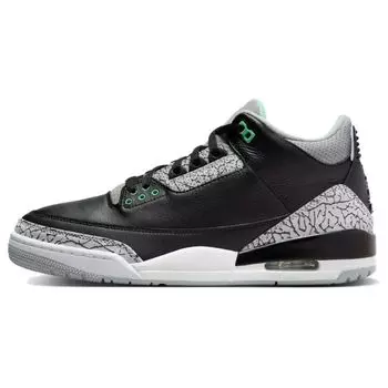 Мужские кроссовки Air Jordan 3 Retro Green Glow черные волчье-серо-белые CT8532-031 44
