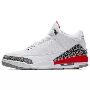Мужские кроссовки Air Jordan 3 Retro Hall of Fame Белый цемент-серый-черный-огненно-красный 136064-116