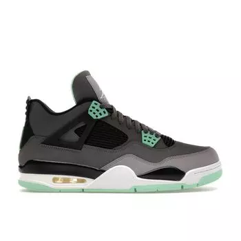 Мужские кроссовки Air Jordan 4 Retro Green Glow Серые Темно-Серые Cement-Grey 308497-033