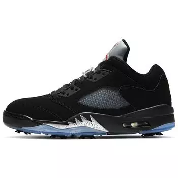Мужские кроссовки Air Jordan 5 Low Golf Metallic Черные огненно-красные металлик-серебристые CU4523-003