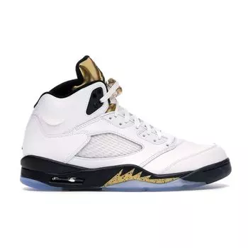 Мужские кроссовки Air Jordan 5 Retro Olympic Белый Черный-Металлик-Золотая Монета 136027-133