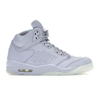 Мужские кроссовки Air Jordan 5 Retro Premium Pure Platinum серебристо-бело-белые 881432-003