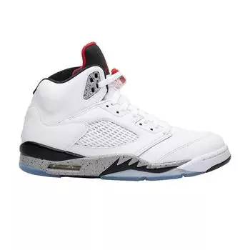 Мужские кроссовки Air Jordan 5 Retro White Cement University-красный-черный-металлик-серебристый 136027-104